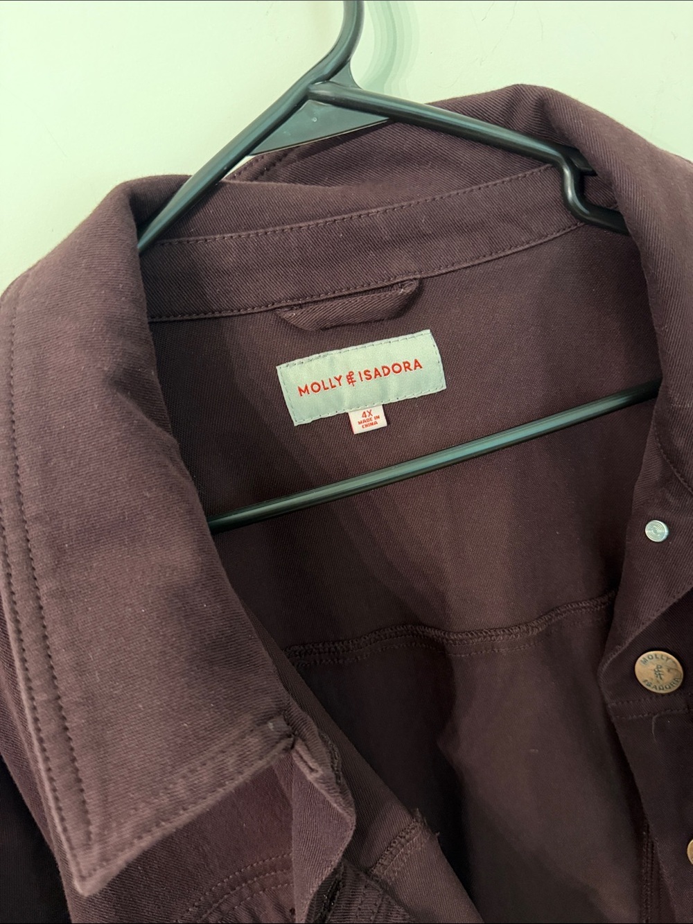 Plum Button-Front Jean Jacket - Picture 2 of 4